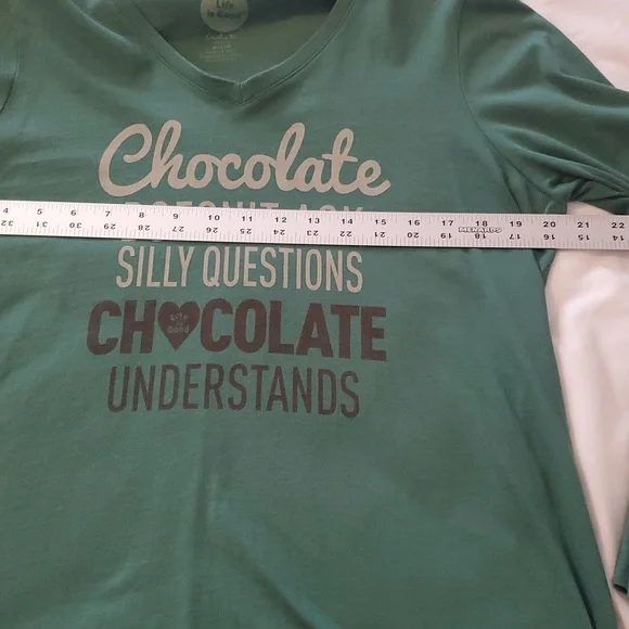 Life Is Good Teal Chocolate Quote Tee Size Large - Picture 4 of 5